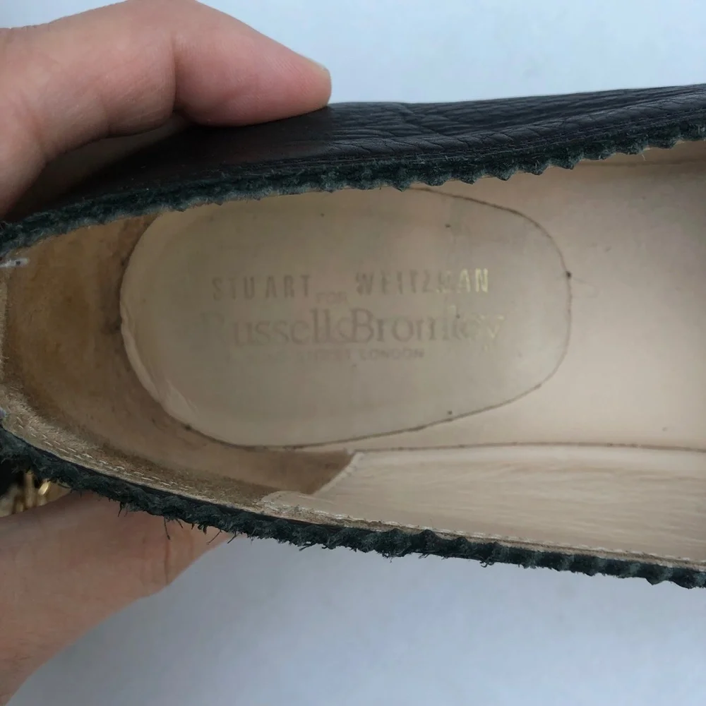 Stuart Weitzman for Russel & Bromley Black Leather Espadrille Flats